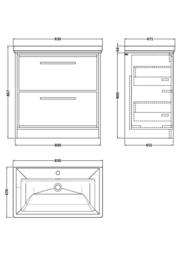Balterley Bathroom Floor Standing 2-Drawer Vanity, Fireclay Basin, Green, 800mm in Green - thumbnail 5