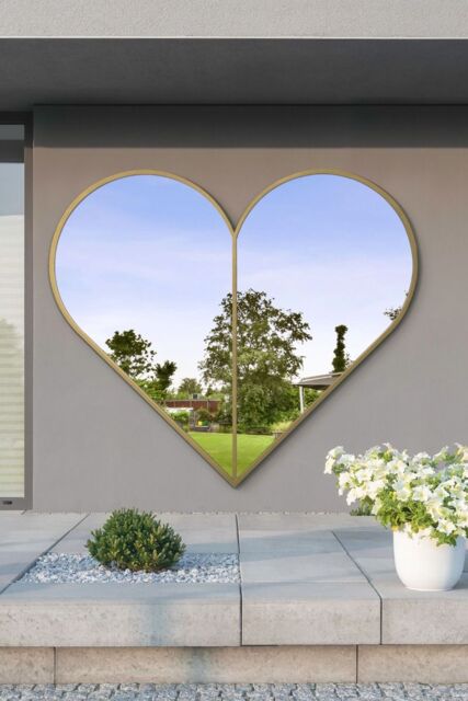 MirrorOutlet Gold Metal Framed Heart Shaped Wall Garden Mirror (180CM X 180CM) - Size: 1 Pack - image 1