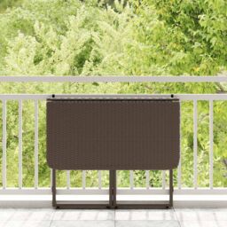 Berkfield Home Folding Garden Table Brown 90x51x75 cm Poly Rattan - Size: 90 x 51 x 75 cm - thumbnail 3