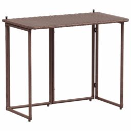 Berkfield Home Folding Garden Table Brown 90x51x75 cm Poly Rattan - Size: 90 x 51 x 75 cm - thumbnail 2