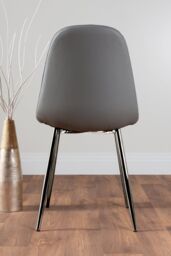 FurnitureboxUK Novara Clear Tempered Glass 100cm Round Dining Table with Chrome Starburst Legs & 4 Corona Faux Leather Silver Leg Chairs in Grey - thumbnail 6