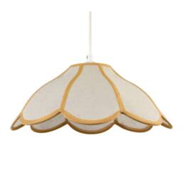 Happy Homewares Classic Natural Linen Pendant Ceiling Shade with Taupe Cotton Trim in Beige