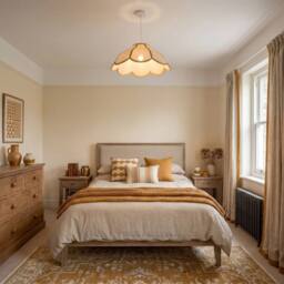 Happy Homewares Classic Natural Linen Pendant Ceiling Shade with Taupe Cotton Trim in Beige - thumbnail 6