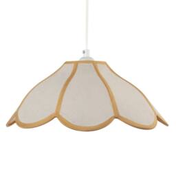 Happy Homewares Classic Natural Linen Pendant Ceiling Shade with Taupe Cotton Trim in Beige - thumbnail 2