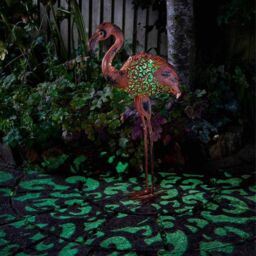 Marco Paul 75cm Solar Flamingo Silhouette Garden Ornament in Pink - thumbnail 4