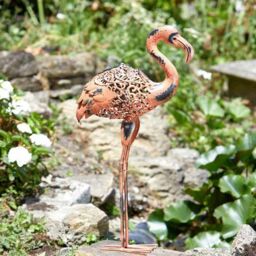 Marco Paul 75cm Solar Flamingo Silhouette Garden Ornament in Pink - thumbnail 3