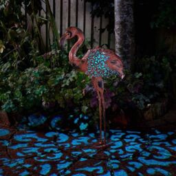 Marco Paul 75cm Solar Flamingo Silhouette Garden Ornament in Pink - thumbnail 6