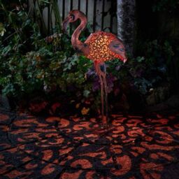 Marco Paul 75cm Solar Flamingo Silhouette Garden Ornament in Pink - thumbnail 5