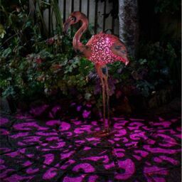 Marco Paul 75cm Solar Flamingo Silhouette Garden Ornament in Pink - thumbnail 1