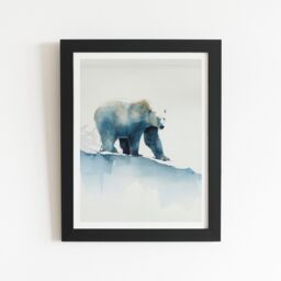"Warren Reed - Designer Polar Bear Watercolour Framed Art Print in Black - Size: W24"" x H36""" - thumbnail 2