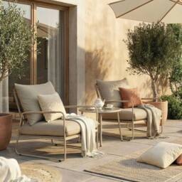 Artemis Home Sorella 2 Seat Patio Conversation Set in Beige - thumbnail 1
