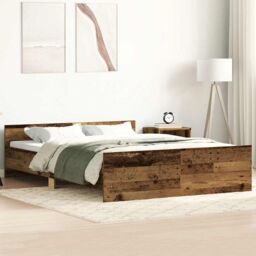 Berkfield Home Bed Frame without Mattress Old Wood 120x190cm Engineered Wood in Brown - Size: 120x190 cm - thumbnail 1