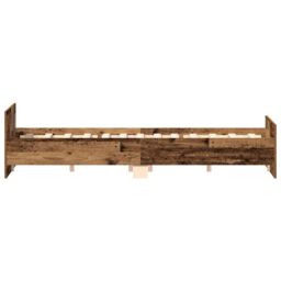 Berkfield Home Bed Frame without Mattress Old Wood 120x190cm Engineered Wood in Brown - Size: 120x190 cm - thumbnail 6