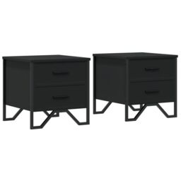 Berkfield Home Bedside Cabinets 2 pcs Black 40x41x40 cm Engineered Wood - Size: 40 x 41 x 40 cm - thumbnail 2