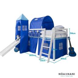 Nöa and Nani Moro Cabin Bed Midsleeper with Slide & Blue NW Package in White - Size: Single - thumbnail 6