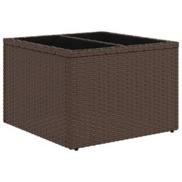 Berkfield Home Garden Table with Glass Top Brown 55x55x37 cm Poly Rattan - Size: 55 x 55 x 37 cm - thumbnail 3