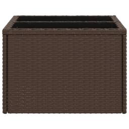 Berkfield Home Garden Table with Glass Top Brown 55x55x37 cm Poly Rattan - Size: 55 x 55 x 37 cm - thumbnail 5