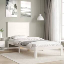 Berkfield Home Bed Frame with Headboard White 100x200 cm Solid Wood - thumbnail 3