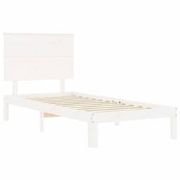 Berkfield Home Bed Frame with Headboard White 100x200 cm Solid Wood - thumbnail 5