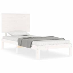 Berkfield Home Bed Frame with Headboard White 100x200 cm Solid Wood - thumbnail 1
