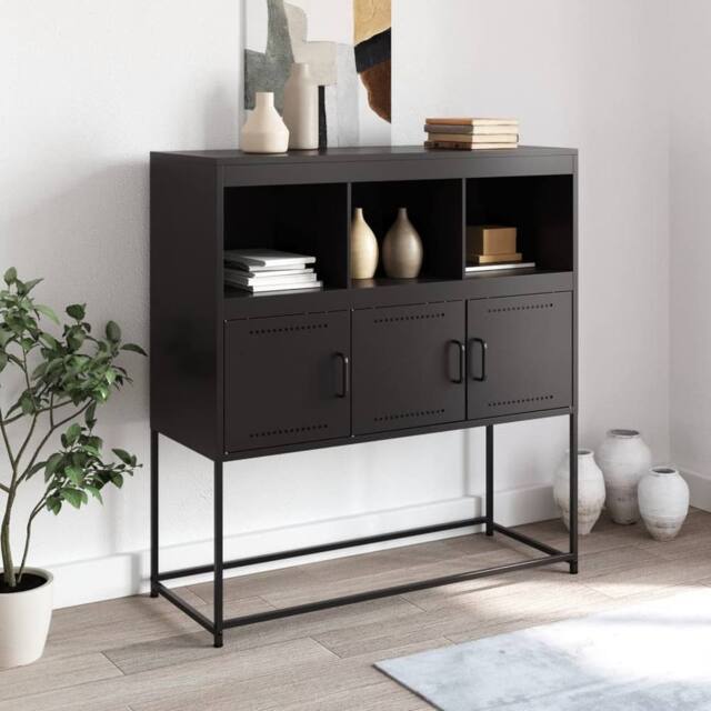 Berkfield Home Sideboard Black 100.5x39x107 cm Steel - image 1