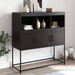 Berkfield Home Sideboard Black 100.5x39x107 cm Steel - thumbnail 2