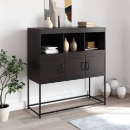 Berkfield Home Sideboard Black 100.5x39x107 cm Steel - thumbnail 1