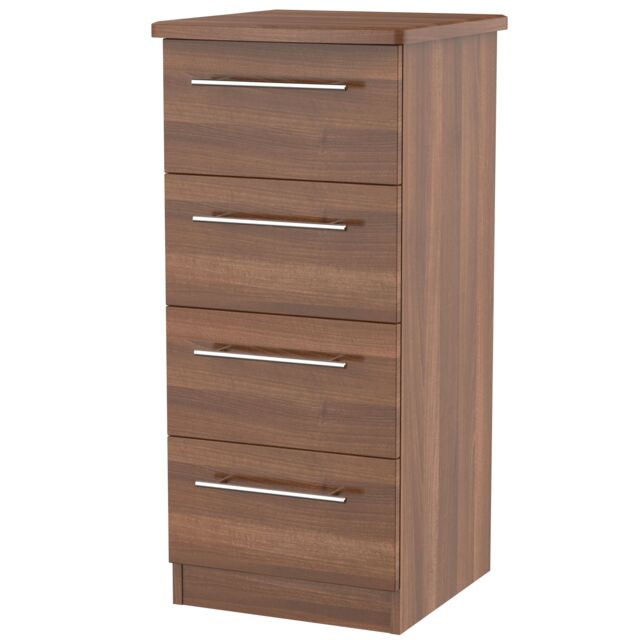 Ready Assembled 2 U Carlton 4 Drawer Tall Bedside (Ready Assembled) in Walnut