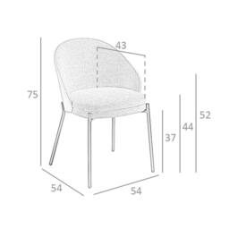 Angel Cerda Grey Fabric Dining Chair with Walnut Veneer & Black - thumbnail 8