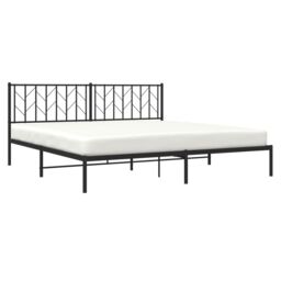 Berkfield Home Metal Bed Frame without Mattress with Headboard Black 193x203cm - Size: 193x203 cm - thumbnail 3