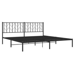Berkfield Home Metal Bed Frame without Mattress with Headboard Black 193x203cm - Size: 193x203 cm - thumbnail 4