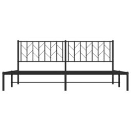 Berkfield Home Metal Bed Frame without Mattress with Headboard Black 193x203cm - Size: 193x203 cm - thumbnail 5