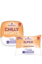 Slumberdown Chilly Nights 15 Tog Winter Duvet With 2 Super Support Pillows in White - Size: King
