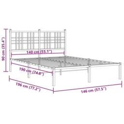 Berkfield Home Metal Bed Frame without Mattress with Headboard White 140x190cm - Size: 140x190 cm - thumbnail 8