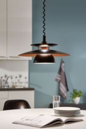 Loops Pendant Light Height Adjustable Colour Black Shade Black Copper Bulb E27 1x60W - thumbnail 3