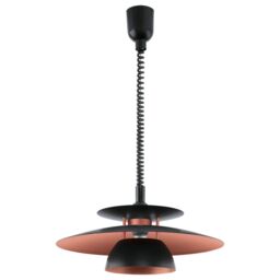 Loops Pendant Light Height Adjustable Colour Black Shade Black Copper Bulb E27 1x60W - thumbnail 1