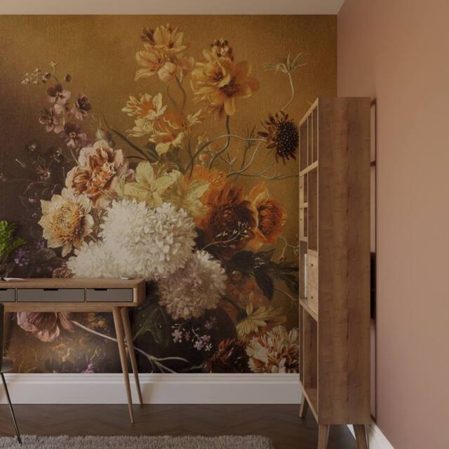 Superfresco Easy Flower Vase Ochre Print To Order 3m x 2.8m Mural in Yellow - image 1