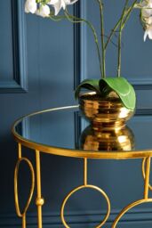 Orsina Set Of Two Gold Metal Tables, Accent Tables With Astronomical Circle Design, Small Side Tables For Lounge Room - thumbnail 6