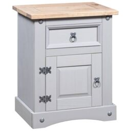 Berkfield Home Bedside Cabinet Mexican Pine Corona Range Grey 53x39x66 cm - Size: 53 x 39 x 66 cm - thumbnail 1