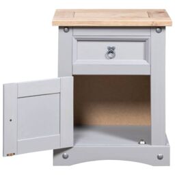 Berkfield Home Bedside Cabinet Mexican Pine Corona Range Grey 53x39x66 cm - Size: 53 x 39 x 66 cm - thumbnail 4