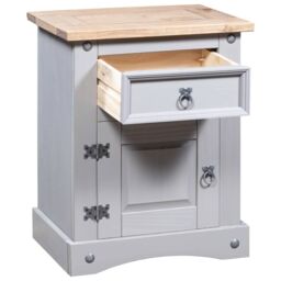 Berkfield Home Bedside Cabinet Mexican Pine Corona Range Grey 53x39x66 cm - Size: 53 x 39 x 66 cm - thumbnail 3