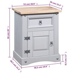Berkfield Home Bedside Cabinet Mexican Pine Corona Range Grey 53x39x66 cm - Size: 53 x 39 x 66 cm - thumbnail 6