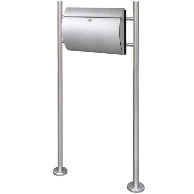 Berkfield Home Mailbox on Stand Stainless Steel in Silver - image 1