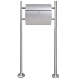 Berkfield Home Mailbox on Stand Stainless Steel in Silver - thumbnail 2