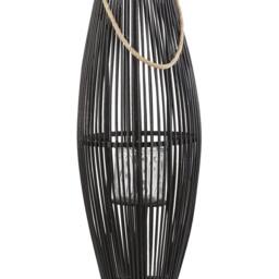 Wyld and Coco Black Bamboo Lantern 72cm - Boho Indoor Outdoor Decor - thumbnail 2