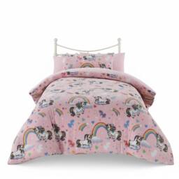 Snug City Unicorn Kids Teddy Duvet Cover Set Ultra Soft Bedding with Pillowcase in Pink - Size: Single - thumbnail 2