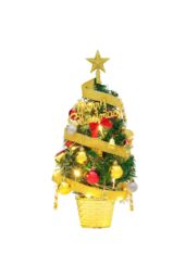 Living and Home Mini Artificial Pine Tree with Christmas Ornaments Desktop Decoration in Gold - thumbnail 2