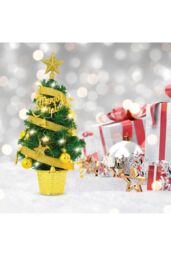 Living and Home Mini Artificial Pine Tree with Christmas Ornaments Desktop Decoration in Gold - thumbnail 5
