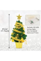Living and Home Mini Artificial Pine Tree with Christmas Ornaments Desktop Decoration in Gold - thumbnail 3