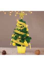 Living and Home Mini Artificial Pine Tree with Christmas Ornaments Desktop Decoration in Gold - thumbnail 4